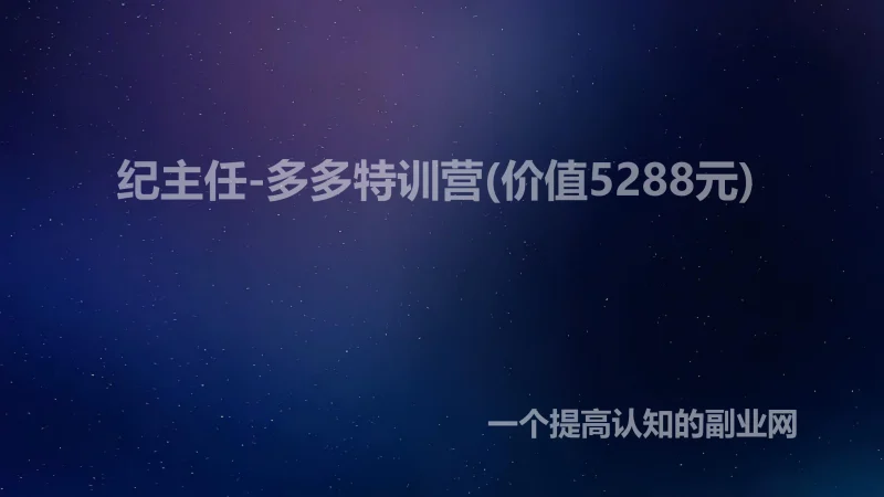 纪主任-多多特训营(价值5288元)-创分享