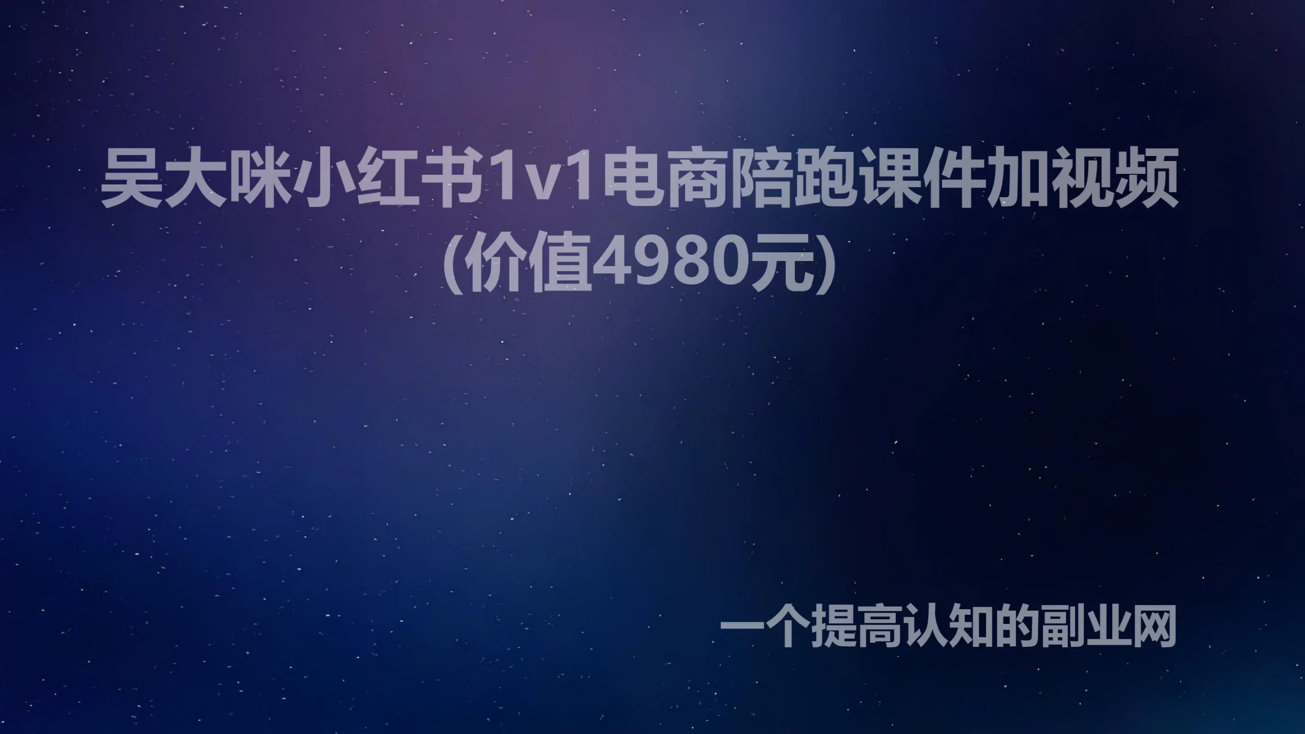 吴大咪小红书1v1电商陪跑课件加视频(价值4980元)-创分享