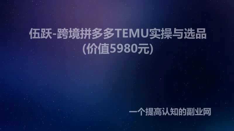 伍跃-跨境拼多多TEMU实操与选品(价值5980元)-创分享