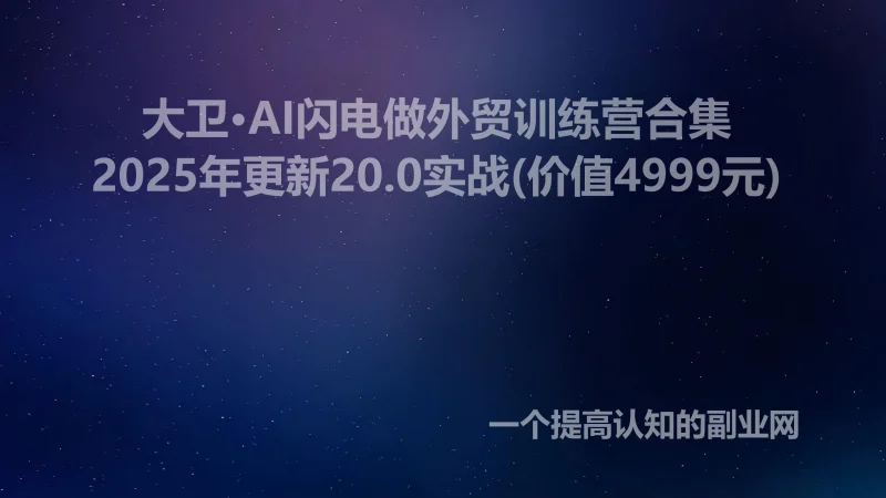 大卫·AI闪电做外贸训练营合集2025年更新20.0实战(价值4999元)-创分享