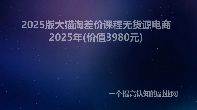 2025版大猫淘差价课程无货源电商2025年(价值3980元)-创分享