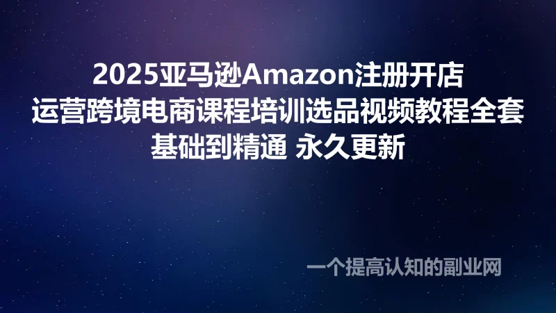 2025亚马逊Amazon注册开店运营跨境电商课程培训选品视频教程全套-创分享