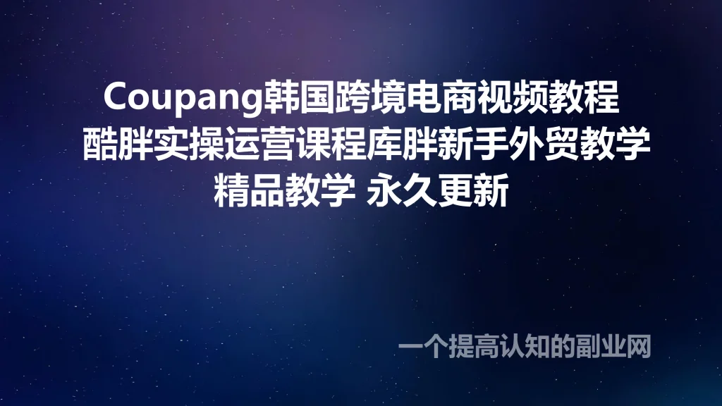 Coupang韩国跨境电商视频教程 酷胖实操运营课程库胖新手外贸教学-创分享