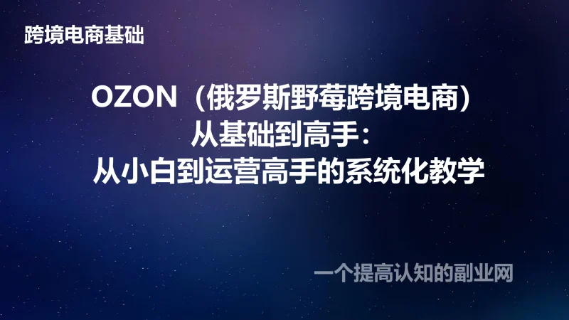 OZON（俄罗斯野莓跨境电商）从基础到高手：从小白到运营高手的系统化教学-创分享