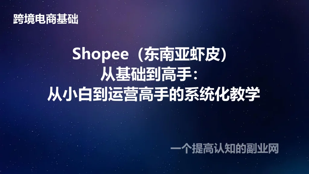 Shopee（东南亚虾皮）从基础到高手：从小白到运营高手的系统化教学-创分享