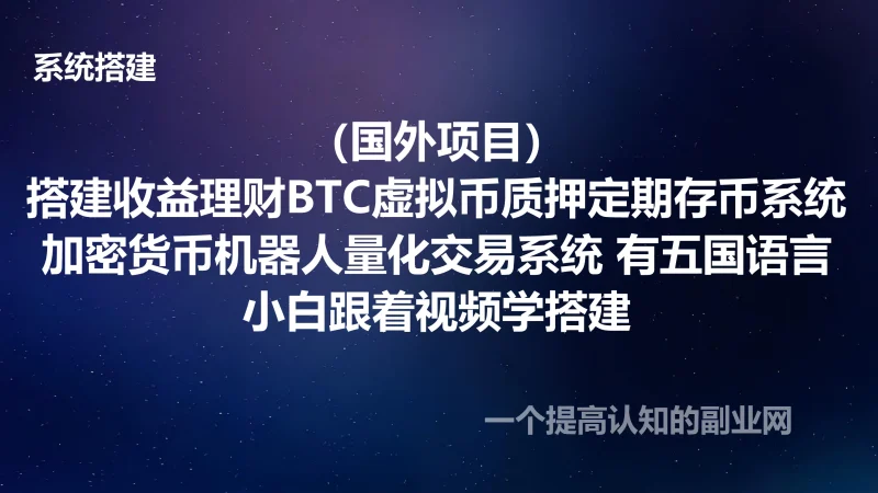 （国外项目）搭建收益理财BTC虚拟币质押定期存币系 加密货币机器人量化交易系统 有五国语言-创分享