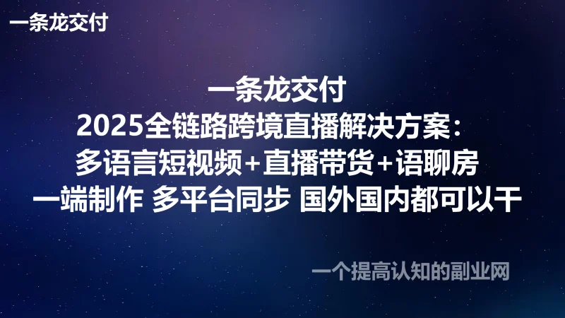 一条龙交付2025全链路跨境直播解决方案：多语言短视频+直播带货+语聊房，一端制作，多平台同步 国外国内都可以干-创分享