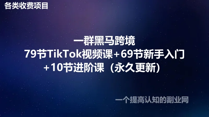 一群黑马跨境-79节TikTok视频课，69节新手入门+10节进阶课（永久更新）-创分享