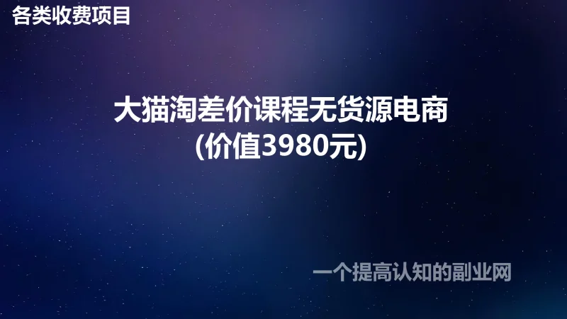 大猫淘差价课程无货源电商(价值3980元)-创分享