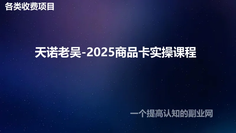 天诺老吴-2025商品卡实操课程-创分享